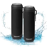 BOLT Portable Wireless Bluetooth Speaker - Black, Loud 1.5 Inch Speakers With Bass, Weatherproof, Flashlight, Sold In Pairs, For Outdoor, Home, Party, iPhone, Computer, Desktop