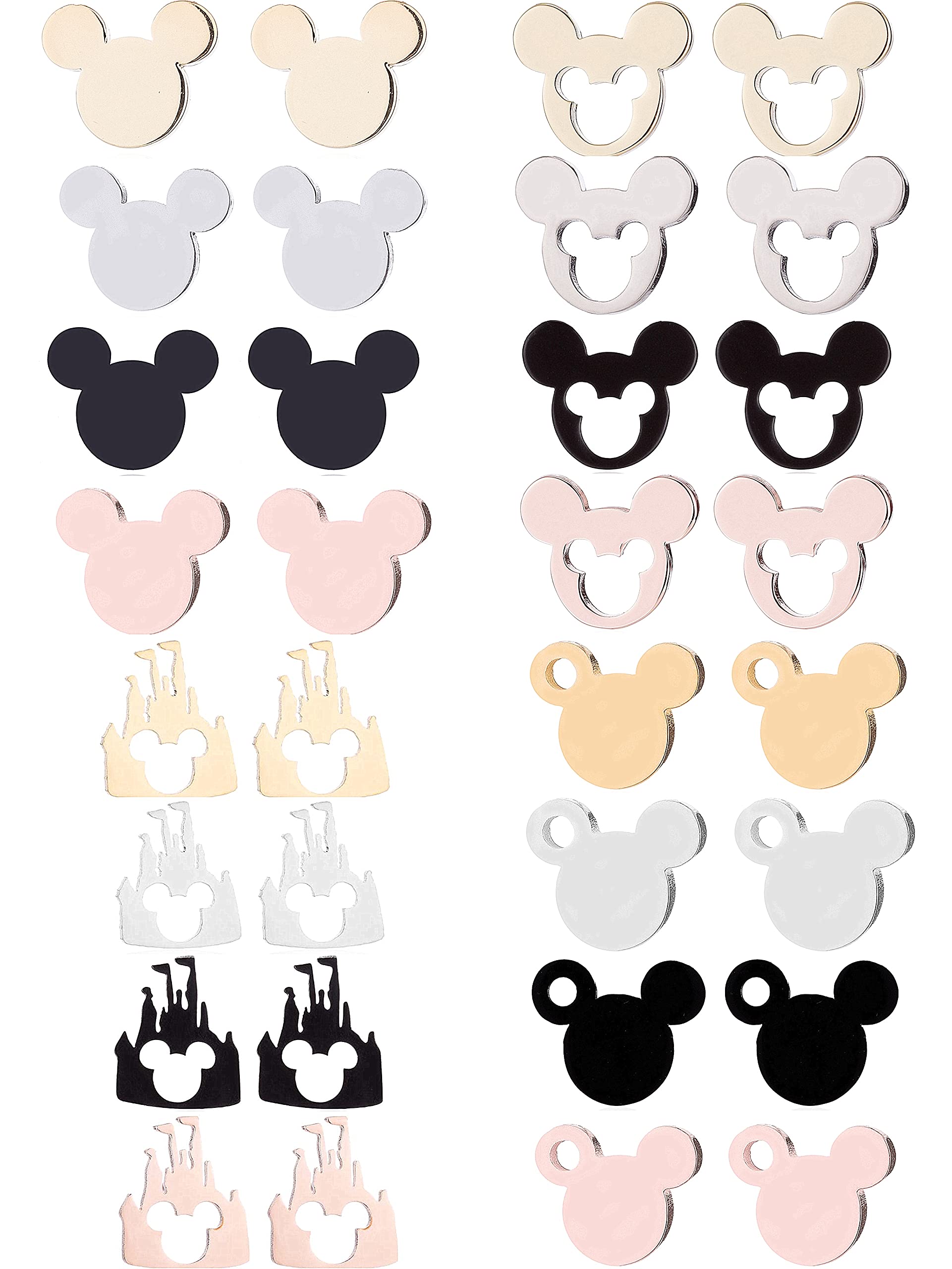 16 pairs of cute tiny small mouse stud earrings for women girl kid earrings studs hypoallergenic earring