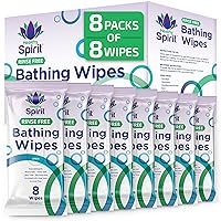 Rinse Free Body Bathing Wipes for Adults Microwaveable, White, 64 Count, Pack of 8