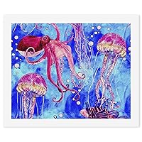 Watercolor Octopus Lionfish and Jellyfish Paint by Numbers Kit for Adults with Paints and Brushes for Creative Gift