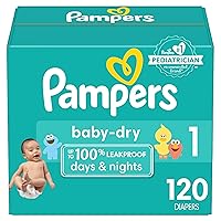 Pampers Baby Dry Diapers - Size 1, 120 Count, Absorbent Disposable Diapers