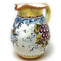 Italian Ceramic Pottery Art Pottery gal 0,264 Pitcher Vino Vine Hand Painted Decorated Grape Montalcino Made in ITALY Tuscan Florence