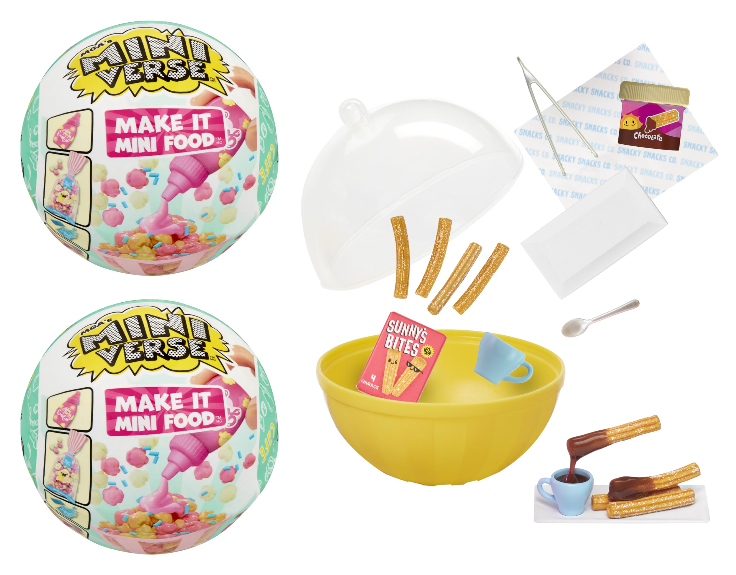 MGA's Miniverse Make It Mini Food Cafe Series 2 Mini Collectibles (2 Pack), Mystery Blind Packaging, DIY, Resin Play, Replica Food, NOT Edible, Collectors, 8+