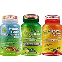 Overall Support for Men and Women Bundle - Optimal DIM Plus Supplement 200mg for Estrogen and Hormonal Balance + Multivitamin Plus for Men & Women with Iron and Quercetin 500mg with Bromelain