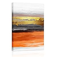 Abstract Orange Textured Wall Art: White Gold Canvas Print Hand Painted Modern Picture Bedroom Decoration, Minimalist Poster Framed Home Decor for Office Living Room 24 x 36