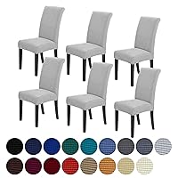 Howhic Stretch Chair Covers for Dining Room Set of 6, Removable Washable Dining Room Chair Covers, Dining Chair Slipcovers Seat Protector, Great Decor for Home and Banquet (Sliver, 6 Pack)