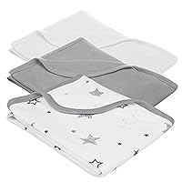 100% Cotton Thermal Waffle Swaddle Blanket Combo, Soft, Breathable & Stretchy, Gray Star, Gray, and White, 30
