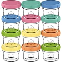 KeaBabies 12-Pack Glass Baby Food Containers- 4 oz Leak-Proof, Microwavable Baby Food Storage Containers, Baby Food Freezer Tray,Puree Glass Baby Food Jars,Baby Bullet Jars with Lids (Kea)