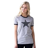 Star Ringer T Shirt - Geometric Retro Pretty Graphic Printed Men's Women’s Tee