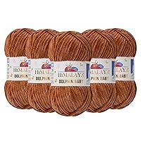 5 Skein (Pack) Himalaya Dolphin Baby Chenille Yarn, 100% Polyester, Each Skein 100 gr (3.5 oz), 120 m (131 yd), 6 : Super Bulky, Brown - 80337