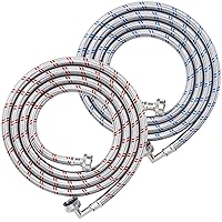 TICONN 2 Pack Washing Machine Hoses Set, EPDM Core Braided Stainless Steel Burst-Proof Washer Hoses with 90 Degree Elbow, 3/4