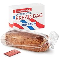200 Pack Clear Plastic Bread Bags for Homemade Bread Adjustable and Reusable Large Disposable Storage Bag with Twist Ties for Fresh Home-Made Sourdough Loaf, Freezer Safe Airtight BPA-Free