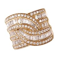 SwaraEcom Rose Gold Plated Round Cubic Zirconia Bypass Cluster Engagement Ring for Women (1.50 Ct)