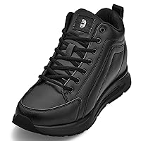 CALTO Men's Invisible Height Increasing Elevator Shoes - Fashion Mid Top Basketball Sneakers - 3.2 Inches Taller