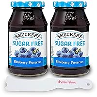 Sugar Free Preserves Bundle with - (2) 12.75oz Jars of Smucker’s Sugar Free Blueberry Preserves and (1) Sandwich Spreader Jar Scraper by Wyked Yummy