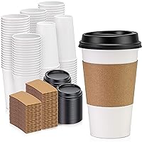 Fit Meal Prep [500 Pack 16 oz Coffee Cups with Lids and Kraft Sleeves, Premium Disposable Paper Coffee Cups, Durable Thickened To Go Hot Cups for Hot Beverage Chocolate Tea Cocoa