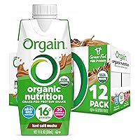 Orgain Organic Nutritional Protein Shake, Iced Cafe Mocha - 16g Grass Fed Whey Protein, Meal Replacement, 20 Vitamins & Minerals, Gluten Free, Soy Free, 11 Fl Oz (Pack of 12) (Packaging May Vary)
