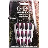 OPI xPRESS/ON Press On Nails, Up to 14 Days of Gel-Like Salon Manicure, Vegan, Sustainable Packaging, With Nail Glue, Long Black to Magenta Holographic Coffin Shape Nails, Swipe Night