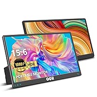 QQH Portable Monitor for Laptop, 15.6 Inch 1080P FHD HDMI USB C Portable Monitor with Light Button & Kickstand, IPS Plug & Play Travel Monitor Compatible with Laptop PC Phone PS5/4, Xbox, Switch