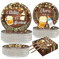 50 Guests A Baby is Brewing Baby Shower Party Plates and Napkins Tableware Set Baby is Brewing Party Supplies Dinnerware Favors Decorations for Kids Boys Girls