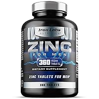 Zinc for Men (360 Vegan Tablets) - Zinc 50 mg x 6 Month Supply - 50mg Elemental Zinc (as Zinc Gluconate) - Zinc Supplement (Vegan & Vegetarian Suitable Zinc Supplements for Men)