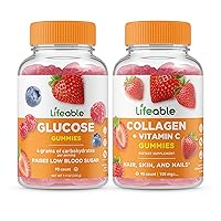 Lifeable Glucose + Collagen & Vitamin C, Gummies Bundle - Great Tasting, Vitamin Supplement, Gluten Free, GMO Free, Chewable Gummy