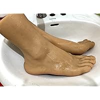 1 Pair Silicone Lifesize Male Mannequin Foot with Bone Display Sandal Shoe Sock Display Art Sketch (Wheat)(Toe with Bone).