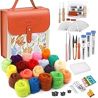 Mayboos Needle Felting Kit, Wool Roving 20 Colors Set, 74 Pcs Needles Wool Felting Needles Tools, Wool Felting Tool Starter Kit Felt Molds with Portable Storage Box for DIY Craft Home Decoration Gift