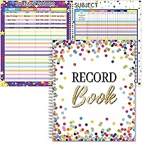 Confetti Accents Record Book Round Confetti Teacher Record Book Confetti Spiral-bound Record Book Office Supplies Favors Gift for Teacher Classroom Double-Sided Color Printing 9’’X11’’(65 pages)