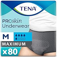 TENA Incontinence Underwear for Men, Maximum Absorbency, ProSkin, Medium - 80 Count