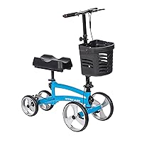 Drive Medical Nitro Glide Knee Walker – Knee Scooter with Adjustable Width Axle, Steerable Knee Walker Scooter, All Terrain Rolling Knee Rover, Medical Knee Scooter with Pad, Blue