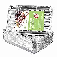 30-Pack Disposable Grill Toppers, Aluminum Foil Grill Pans with Holes, Grill Accessories for Barbecue, Outdoor Cooking and Camping