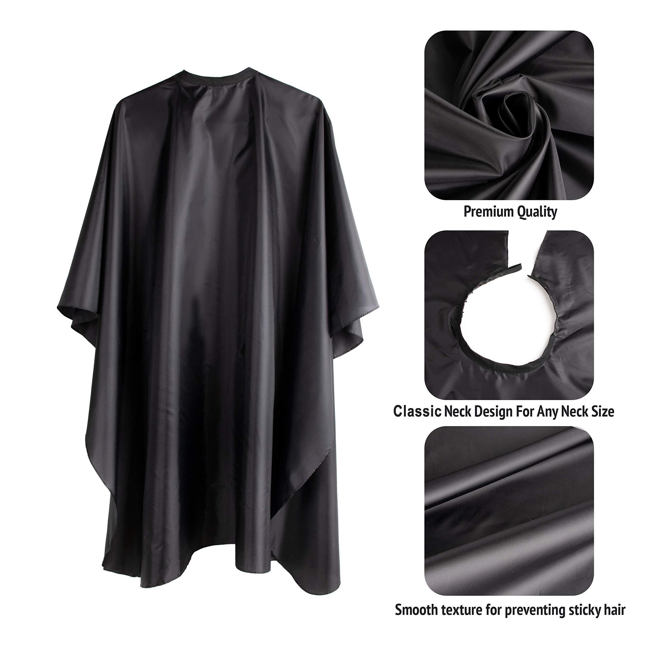 Delkinz Barber Cape Large Size with Adjustable Snap Closure waterproof Hair Cutting Salon Cape for men, women and kids black - Perfect for Hairstylists (51x59 Inch (Pack of 1))