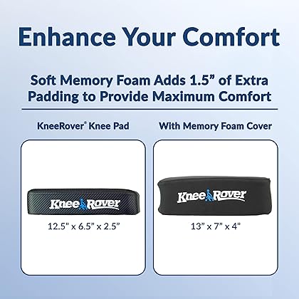 KneeRover Memory Pad - Knee Scooter Knee Pad Cover Featuring Comfortable Memory Foam, 13” x 7” x 4”