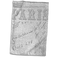 3D Rose Black and White Paris Text TWL_34996_1 Towel, 15