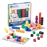 Learning Resources MathLink Cubes Early Math Activity Set - 115 Pieces, Ages 4+, Kindergarten STEM Activities, Linking Cubes, Connecting Cubes