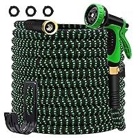 Expandable Garden Hose 50 FT, Water Hose with 10-Function High-Pressure Spray Nozzle, Heavy Duty Flexible Hose, 3/4