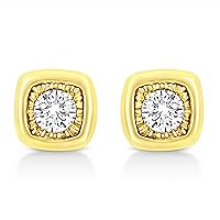 10K Yellow Gold Plated .925 Sterling Silver 1/10 cttw Diamond Stud Earrings (K-L Color, I2-I3 Clarity) - Choice of Earring Shape