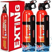 Ougist 2 Pcs Fire Extinguisher with Mount - 4 in-1 Fire Extinguishers for The House/Car/Kitchen, A, B, C, K Category Portable Water-Based Fire Extinguishers(620ml)