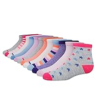 Girls Fashion Ankle Socks, Patterned Soft Socks, 12-Pack