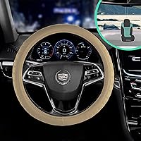 FH Group FH2006 Microfiber Embossed Leather Steering Wheel Cover (Beige) – Universal Fit for Cars Trucks & SUVs