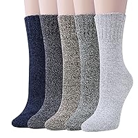 Loritta 5 Pairs Wool Socks for Women Gifts Winter Warm Thick Knit Cabin Cozy Crew Socks