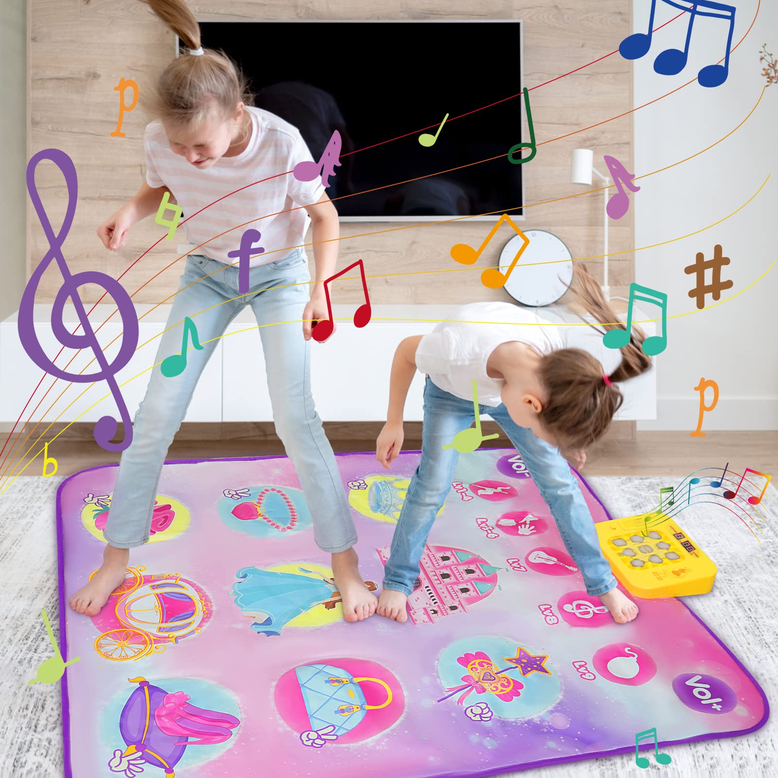Dance Mat Toy Gift for 3-12 Year Old Girls Boys, Electronic Dance Pad Game Toy for Kids, Adjustable Volume, 9 Game Modes, Best Gift Choice for Christmas, Children's Day and Birthday(38.6”x 35”)