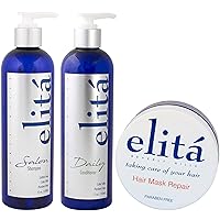 (Official) elita Beverly Hills Gift Set -12oz Salon Shampoo & 12oz Daily Conditioner & 8oz Hair Mask Repair: | All Natural | Paraben & Sulfate Free | Color Safe | Made in USA by elita Beverly Hills