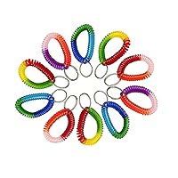 2” Diameter Spiral Wrist Coil with Steel Key Ring, Multi-Color Flexible Wrist, Band Key Chain Bracelet, Stretches to 12”, Assorted Colors, 10 PK (4107710)