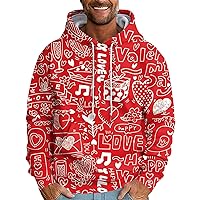 Valentine's Day Graphic Hoodies For Men Long Sleeve Lightweight Hoodie Sweatshirts Fashion Lover Print Sweatshirt