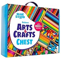 Arts and Crafts for Kids - Blue Squid 3000+ Piece Deluxe Craft Chest - Giant Craft Box for Kids Art Supplies - Craft Kits for Kids Ages 4-12