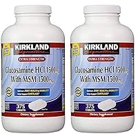 Kirkland Signature Glucosamine HCI (Pack of 2) Extra Strength with MSM,Tablet (375 Count X 2)