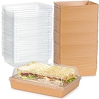 Charcuterie Boxes with Clear Lids, 7x6.5 Inches 30 Pack Brown Dessert Boxes Rectangle Disposable Bakery Boxes to Go Food Containers for Daughter, Wedding Party, Strawberries, Cake Slice