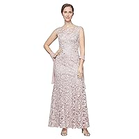 Alex Evenings Women's Long Sleeveless Dress with Shawl